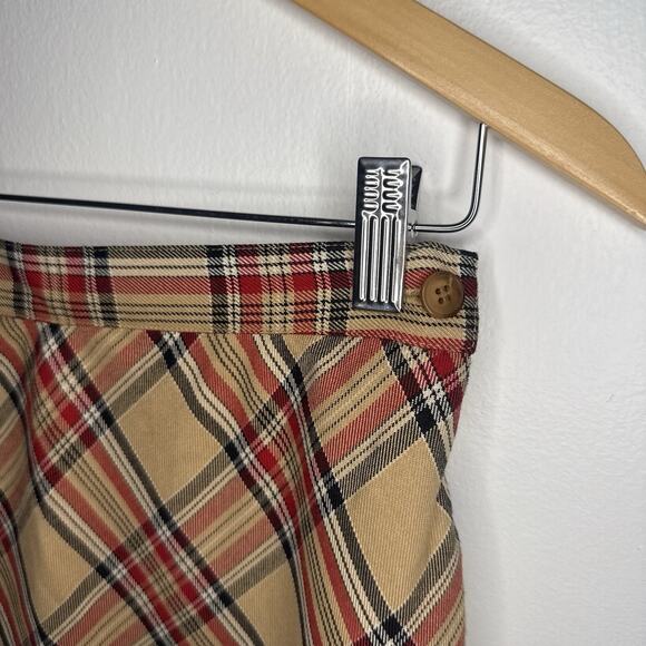 NWT Sag Harbor Plaid Bias Midi Skirt Camel Red Tartan Lined Vintage Y2K Size 8 - Picture 5 of 12